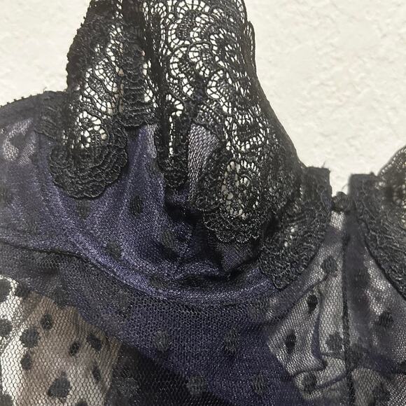 Victoria Secret Very Sexy Navy and Black lace babydoll top lingerie - Picture 4 of 8